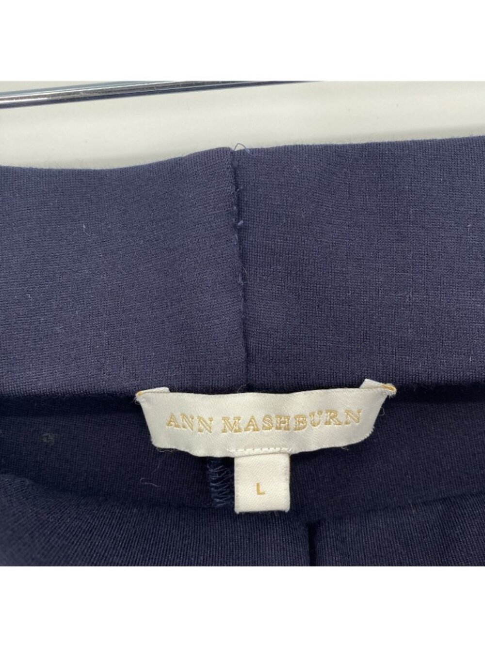 Ann Mashburn Pants Womens Large Navy Stretch Pull On Slim Ponte Mini Flare Hem - Picture 11 of 15